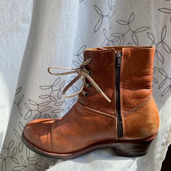 Polished Leather and Handwoven textile Ankle Boot - Picture 9 of 15